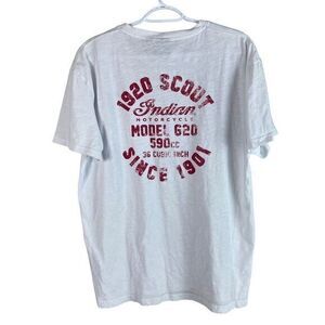 Indian Motorcycles Crew Neck Graphic‎ T Shirt Mens L White S/S Cotton Polyester